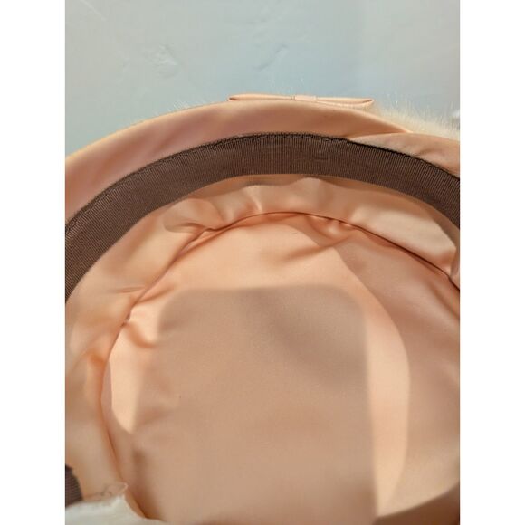 1965 Noreen Pillbox Hat w/ Veil • Satin & Fur‑Like Trim • Box + Receipt main image 10